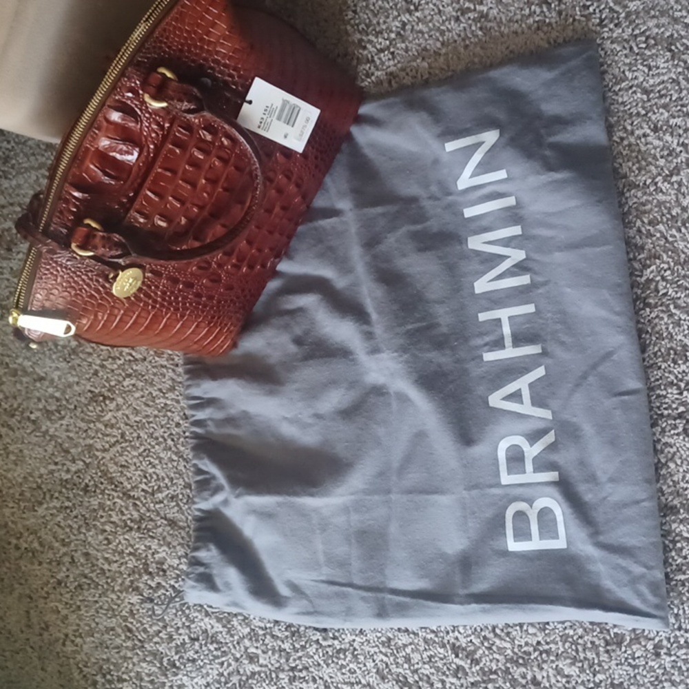 NWT BRAHMIN DUXBURY SATCHEL PECAN GENUINE LEATHER PURSE WITH TAGS